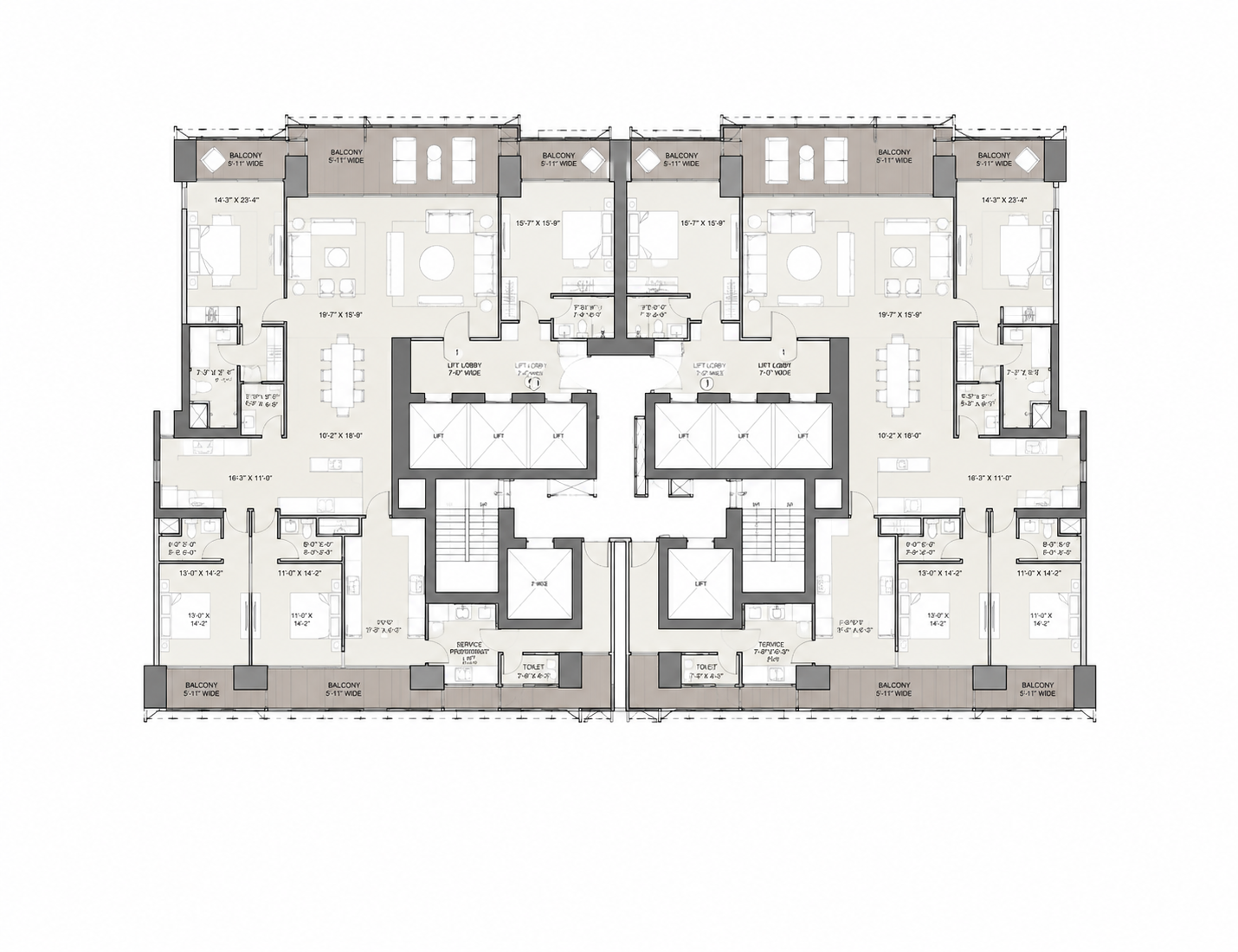Oberoi 360 North Tower A 4 BHK plus 2 servant room floor plan — 5500 sq ft private lift apartment Sector 58 Gurgaon