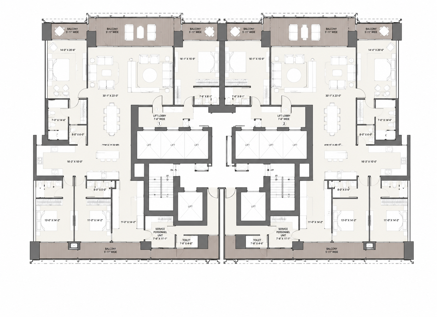 Oberoi 360 North Tower B 4 BHK plus 2 servant room floor plan — 5500 sq ft private lift apartment Sector 58 Gurgaon
