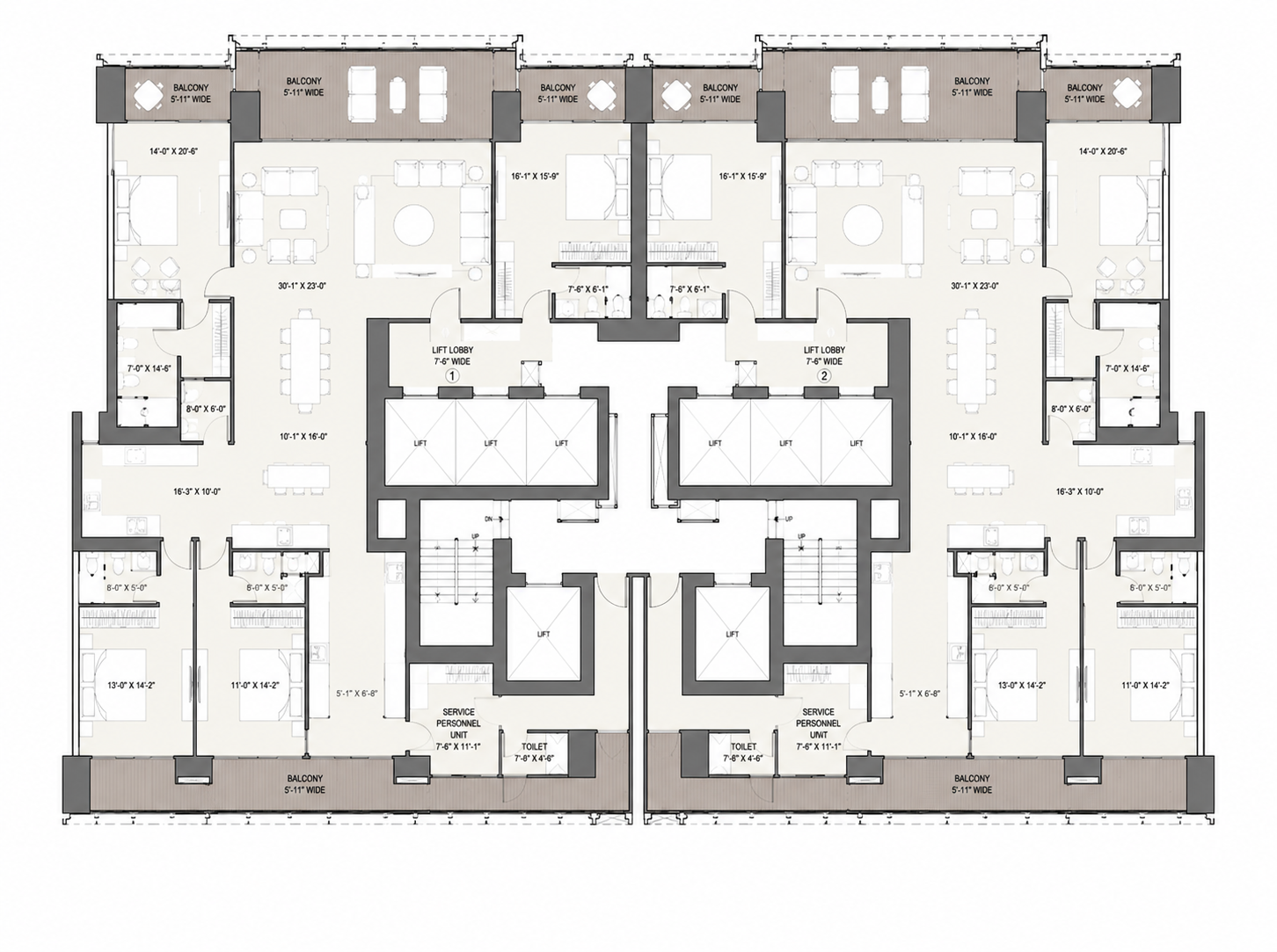 Oberoi 360 North Tower C 4 BHK plus 2 servant room floor plan — 5500 sq ft private lift apartment Sector 58 Gurgaon